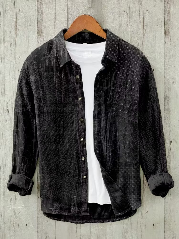 Zoystyle Premium Japanese Pattern Cotton Linen Long Sleeve Shirt