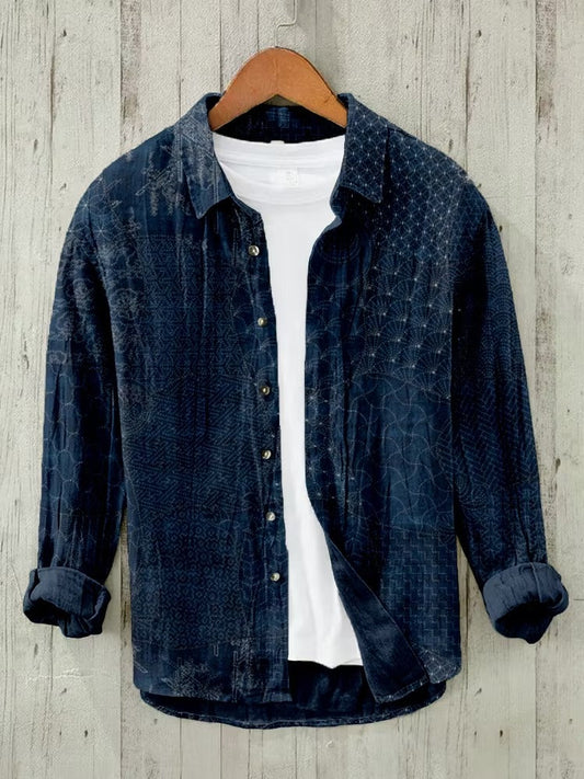 Zoystyle Premium Japanese Pattern Cotton Linen Long Sleeve Shirt